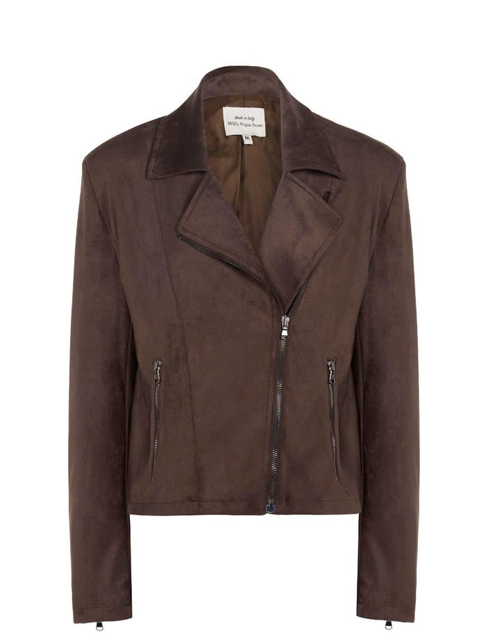 Biker Jacket Men Vegan Suede Leather | Dark Brown, Will's Vegan Store,  Liv & Grace vegan
