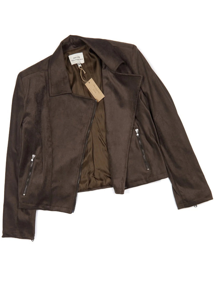 Biker Jacket Men Vegan Suede Leather | Dark Brown, Will's Vegan Store,  Liv & Grace vegan