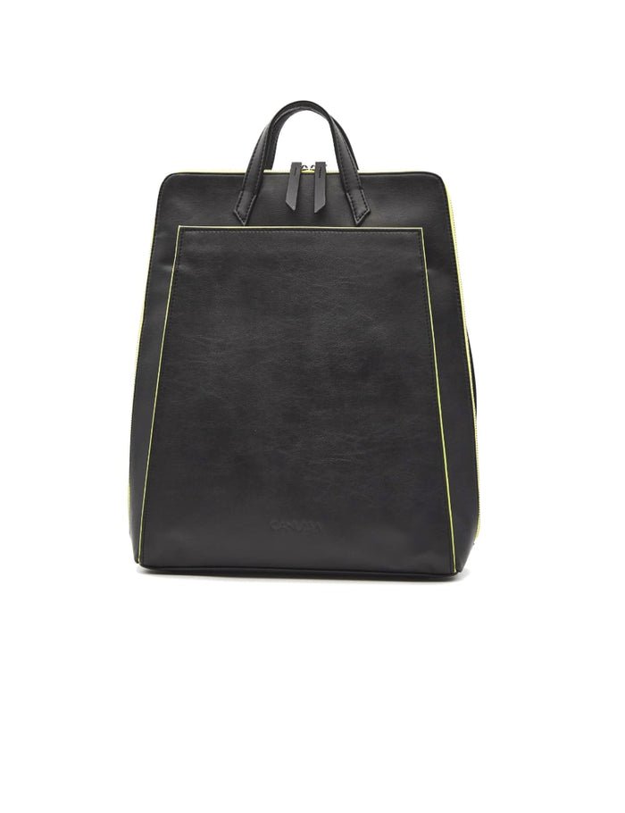 Vegan Leather Laptop Backpack | Black/ Yellow, Canussa,  Liv & Grace vegan