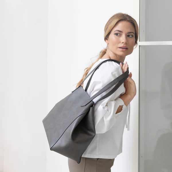 Vegan Leather Shoulder Bag Totissimo | Grey, Canussa,  Liv & Grace vegan