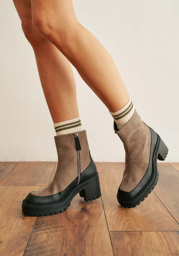 Vegan Suede Boots Noelia | Taupe, Mireia Playa,  Liv & Grace vegan