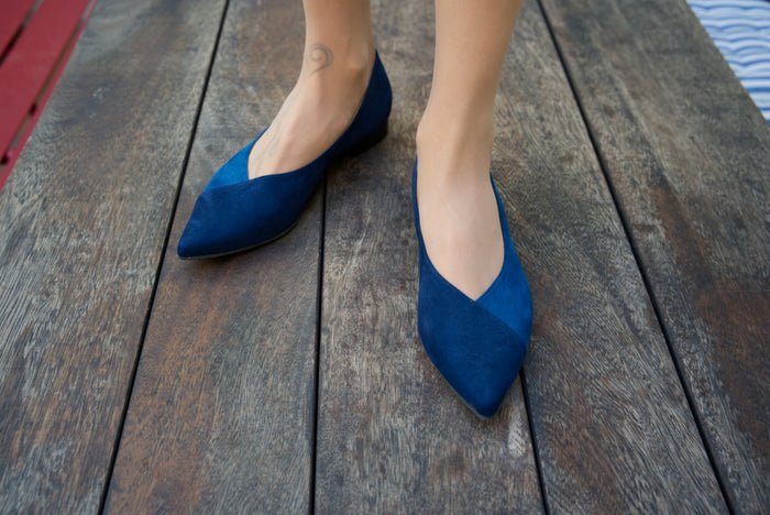 Vegan Suede Leather Flats | Blue, Liv&amp;Grace,  Liv & Grace vegan