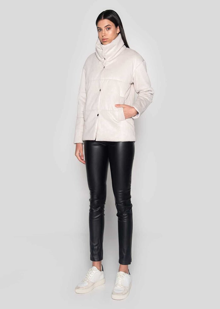 Vegan Suede Leather Puffer Suna | Off White, Dauntless,  Liv & Grace vegan